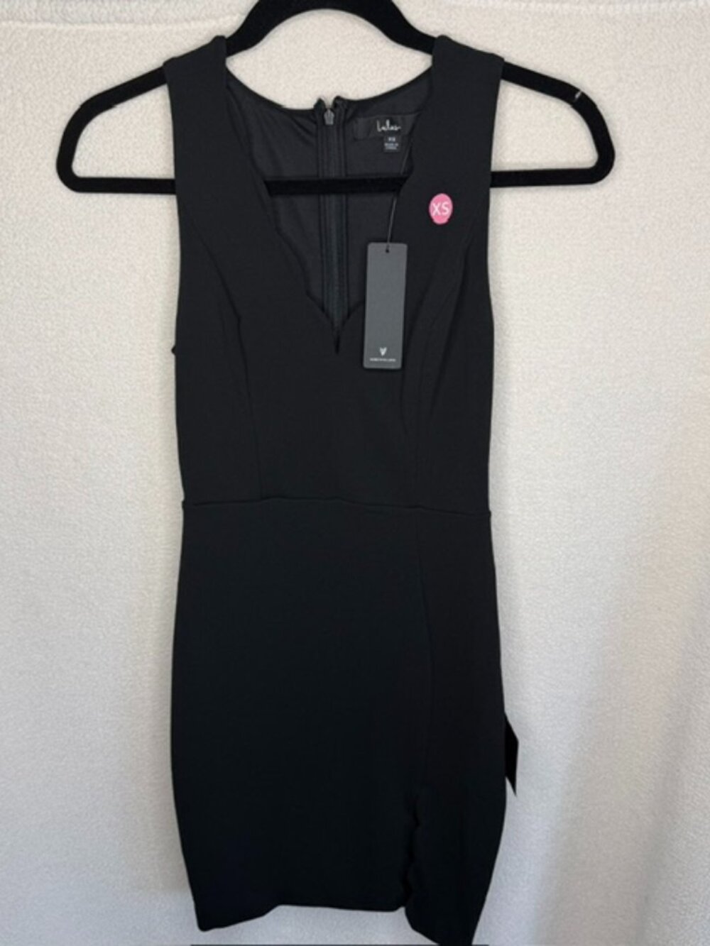 Lulus Black Plunge Neck Bodycon Tulip Mini Dress XS NWT